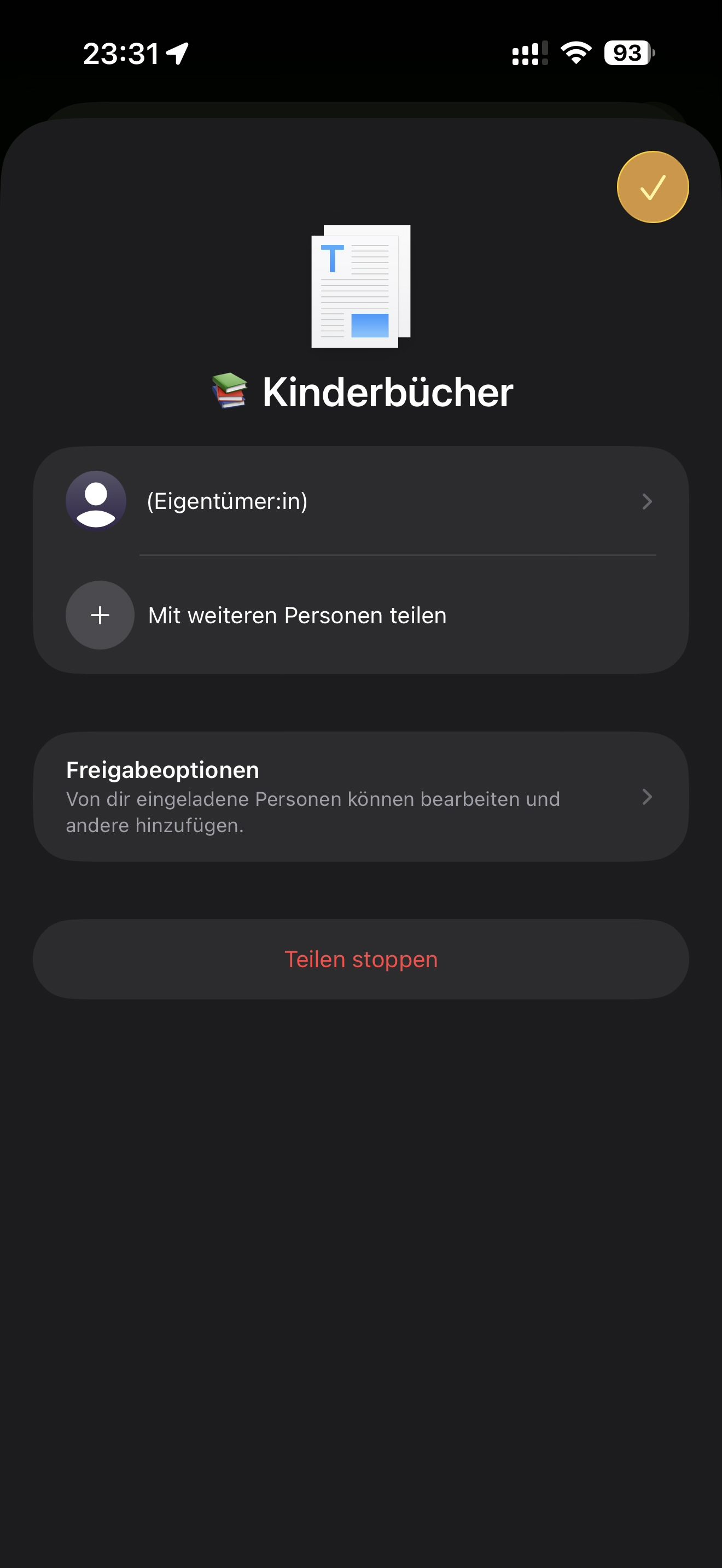 Einrichtung der Freigabe